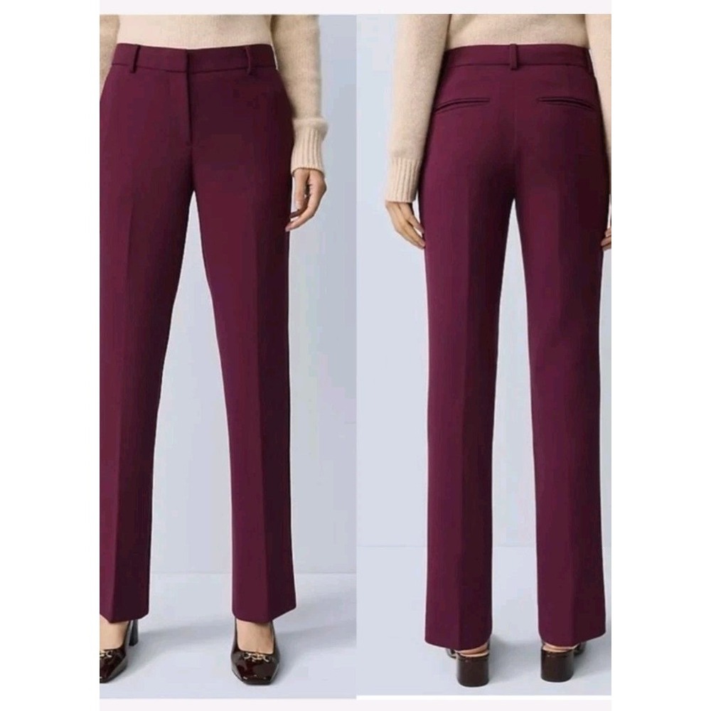 NWT Ann Taylor Factory The Ankle Curvy Fit Trousers In Burgundy Sz 12 Business